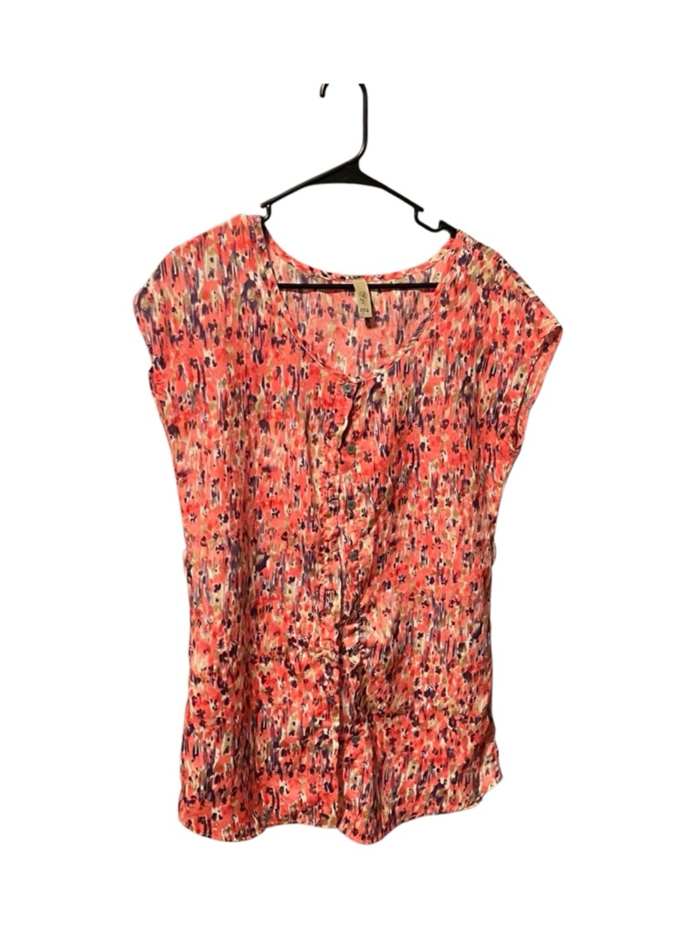 Ezra Abstract Pattern Shirt Mini Dress Size Large NO BELT Full Button Front Sz L